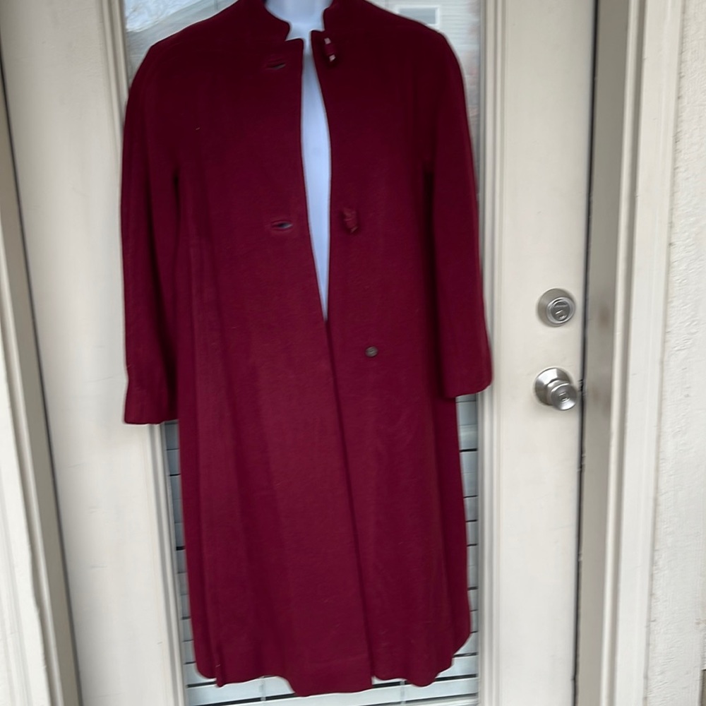 Lord & Taylor Nipan coature vtg red button up long wool dress coat used …